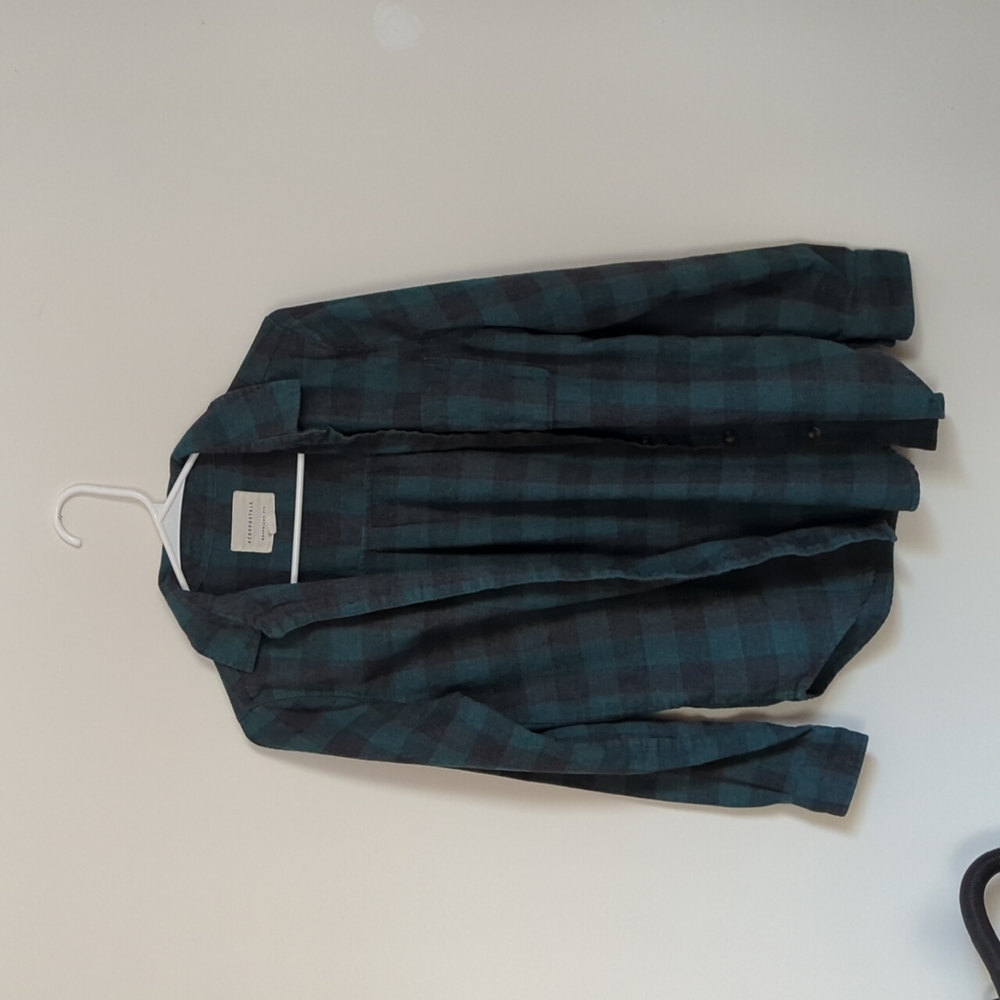 Aero turquoise and gray checker flannel